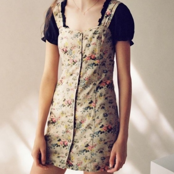EUC Laura Ashley x Urban Outfitters Button-Front Mini Dress Floral Size Small - Picture 2 of 10
